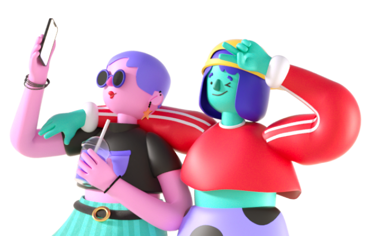 Illustration of two people taking a selfie