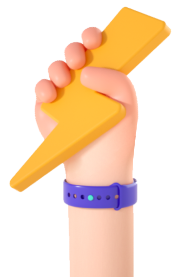 Illustration of an arm holding up a lightning bolt